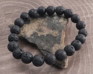 Black Lava Stone 10mm Beaded Bracelet