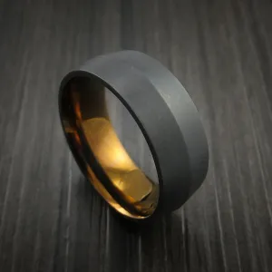 Black Titanium Peaked Men's Ring with Bronze Anodized Center Custom Made Band