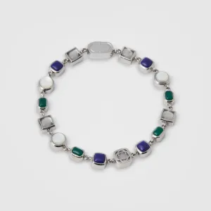 Blue Crystal Gemstone Bracelet (Silver)