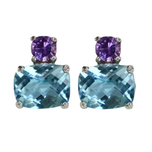 Blue Topaz & Amethyst Earrings