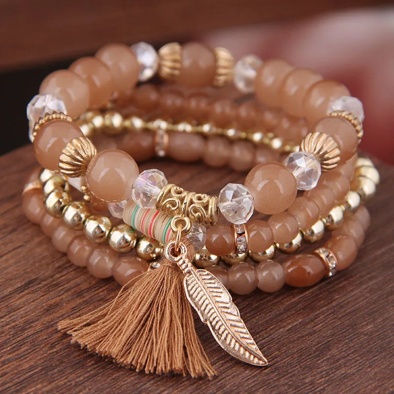 Bohemian spring and summer multi-layer stretch rope handmade beaded bracelet