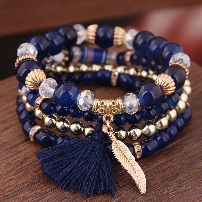 Bohemian spring and summer multi-layer stretch rope handmade beaded bracelet