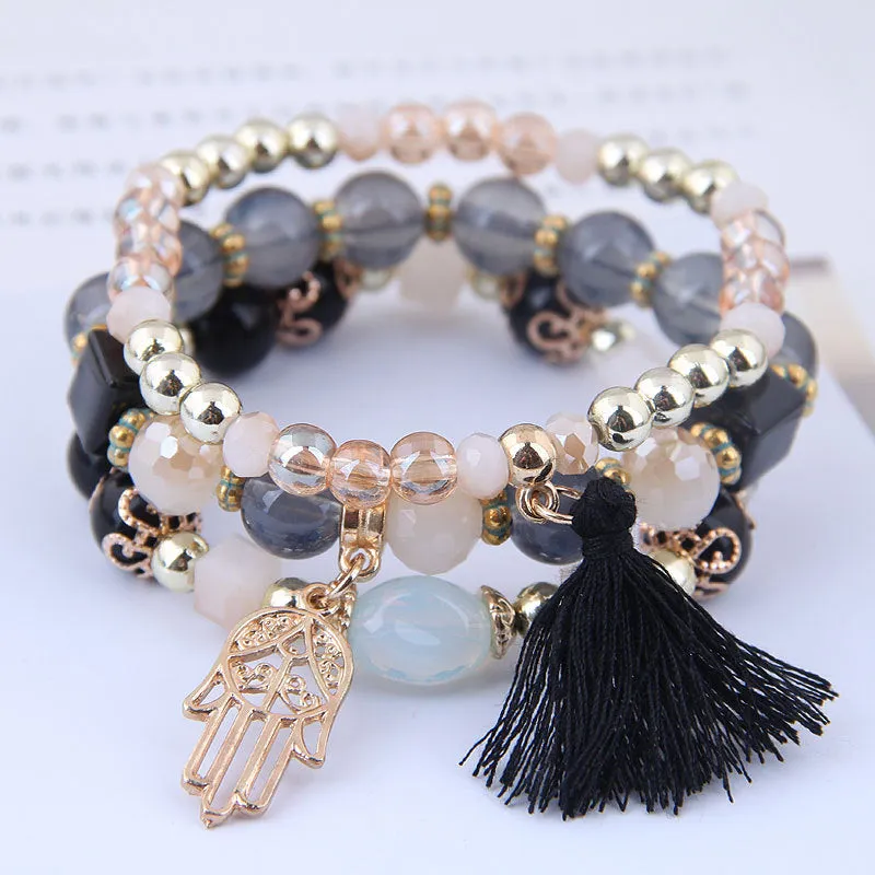 Bohemian spring and summer multi-layer stretch rope handmade beaded bracelet