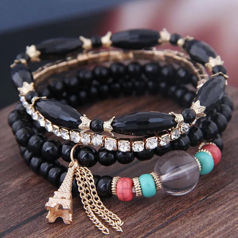 Bohemian spring and summer multi-layer stretch rope handmade beaded bracelet