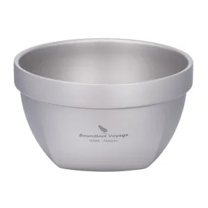 Boundless Voyage 500ml Double Walled Titanium Bowl Oatmeal Food Rice Soup Bowl Ultralight Portable Tableware Outdoor Camping Metal Bowl Lightweight