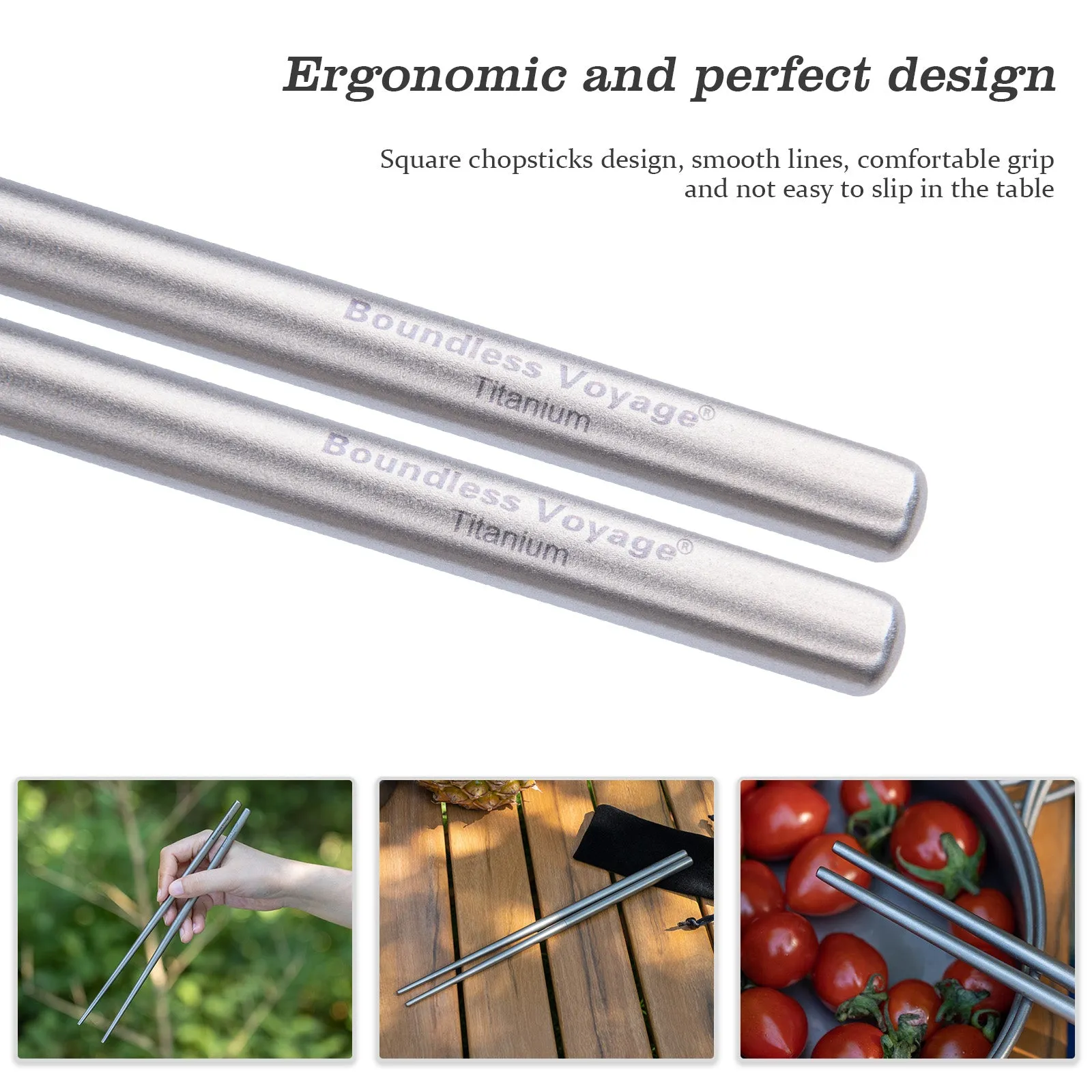 Boundless Voyage Foldable Telescopic Titanium Chopsticks Outdoor Camping Travel Picnic Folding Tableware Cutlery Titanium Camping Utensils