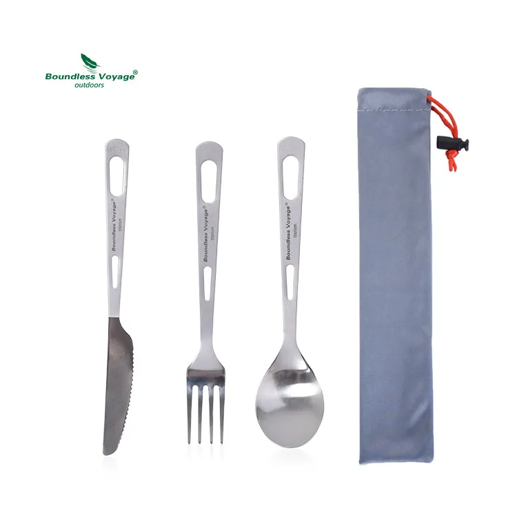 Boundless Voyage Titanium Cutlery Set spoon fork knife For Outdoor Camping Home Lightweight