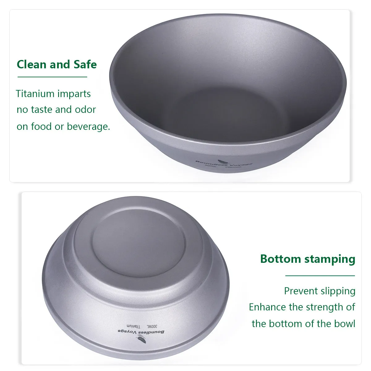 Boundless Voyage Titanium Double-Wall Bowl 300ml For  Outdoor Camping Home  Tableware Lightweight