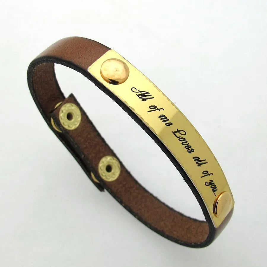 Boyfriend Gift - Custom Leather Mens Bracelet