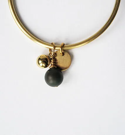 Brass Bangle with Beads | Onyx | by brass bold