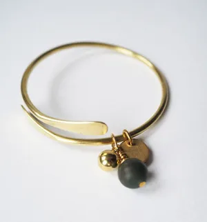 Brass Bangle with Beads | Onyx | by brass bold