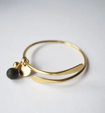 Brass Bangle with Beads | Onyx | by brass bold