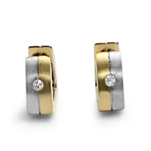 Brushed Polished Diamond Huggy Earrings