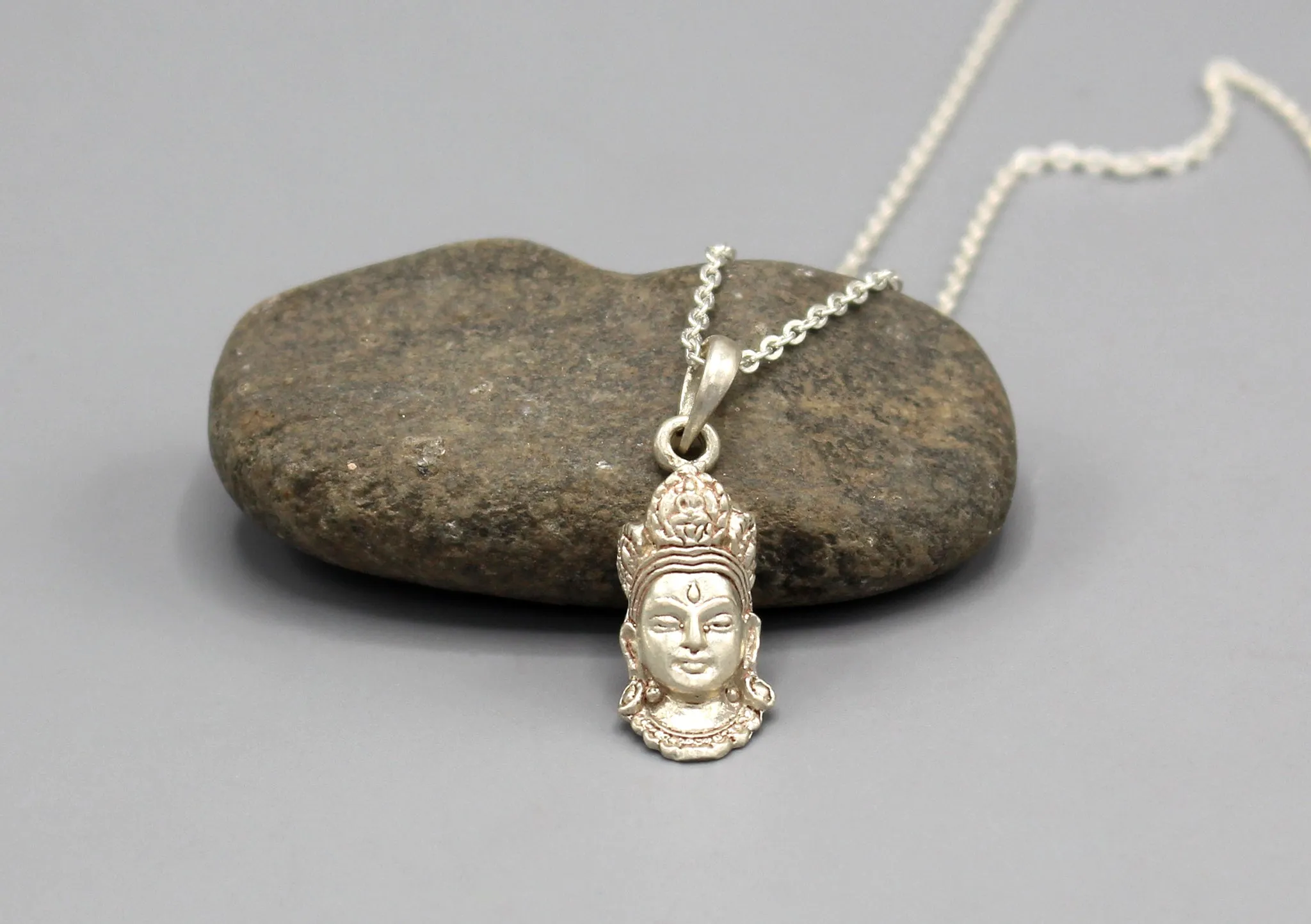 Buddha Head Sterling Silver Pendant