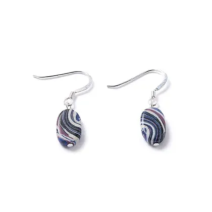 Carrie Elspeth Purple Marbled Ceramic Ovals Earrings