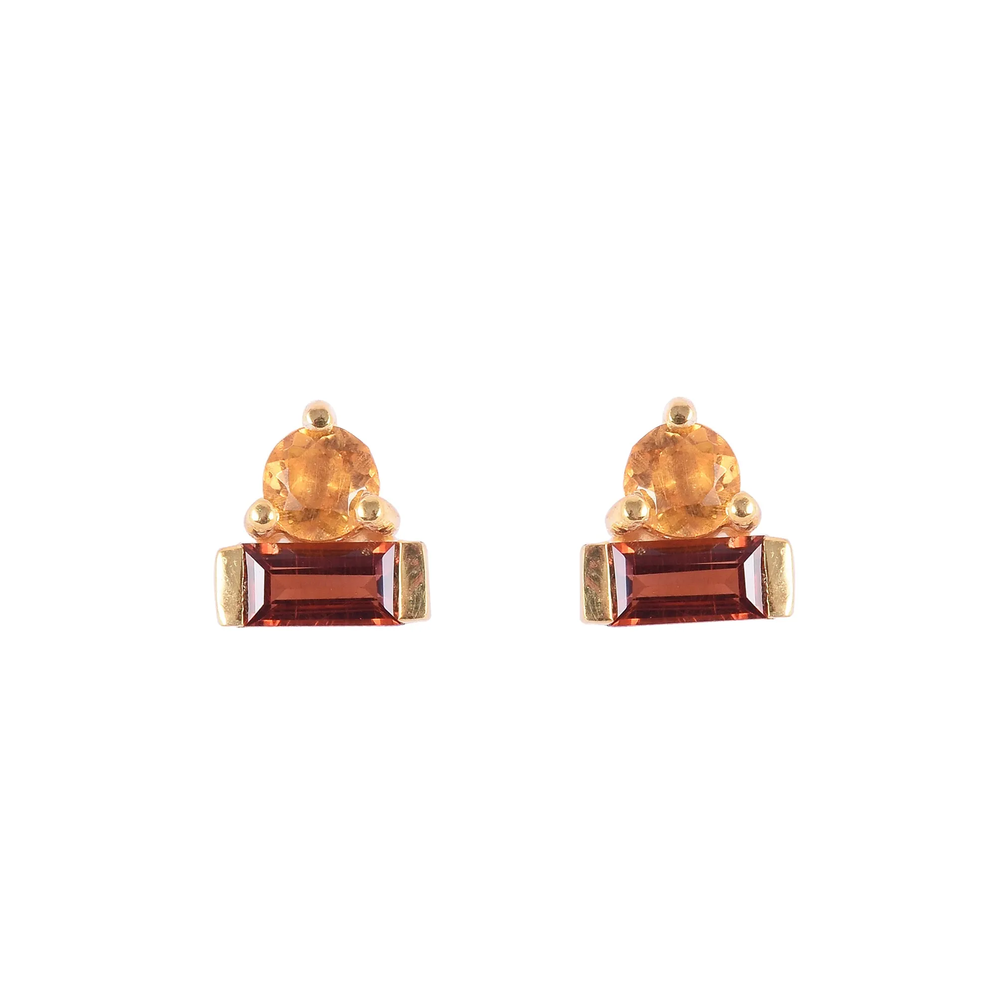 Citrine & Garnet Tiny Studs Earrings