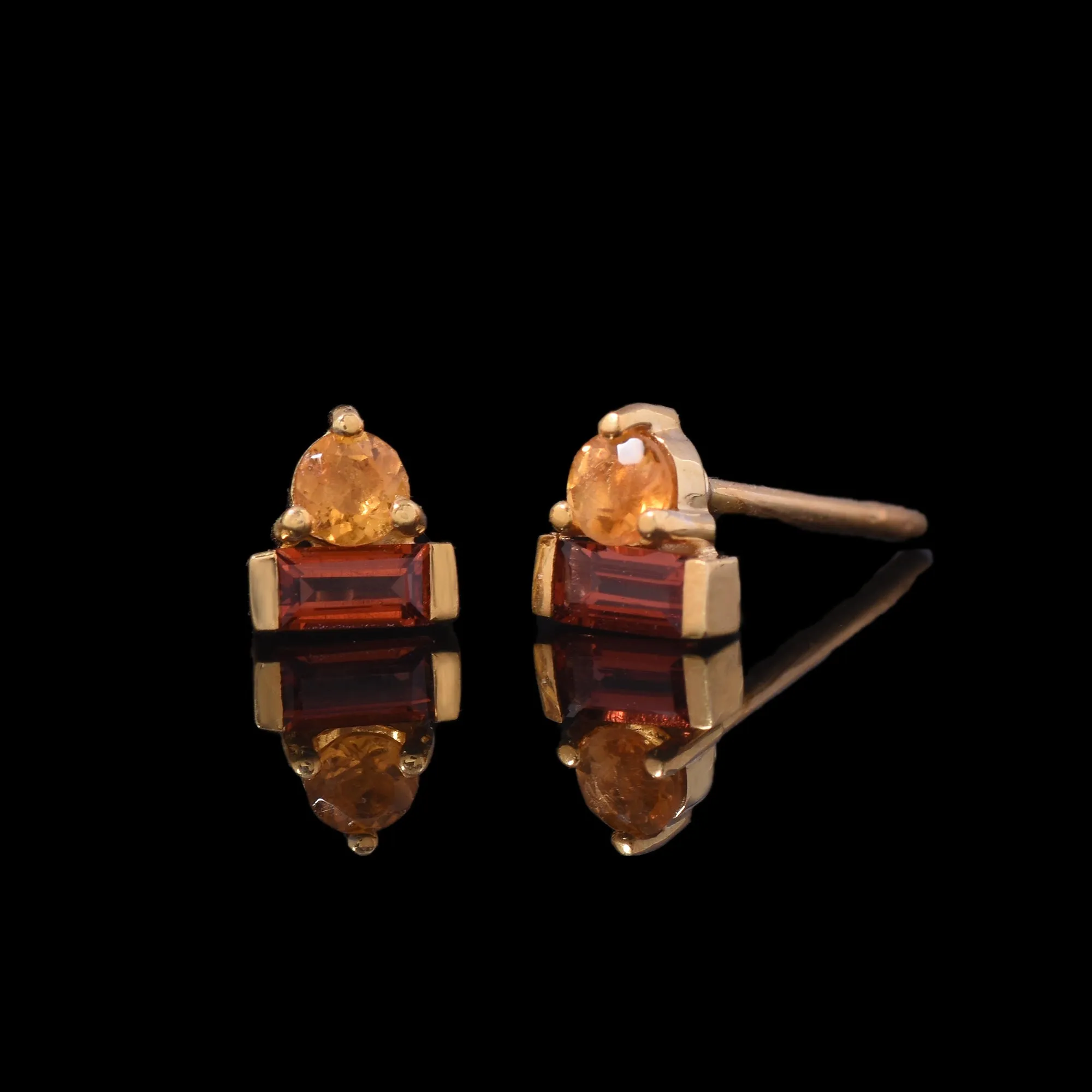 Citrine & Garnet Tiny Studs Earrings