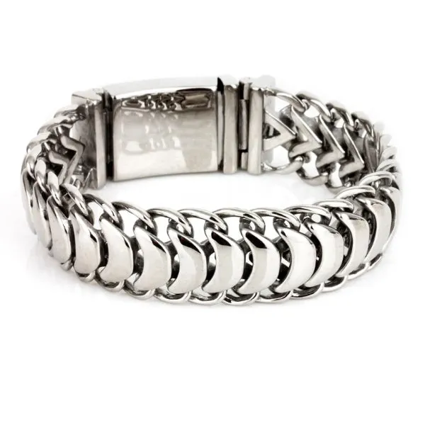 Classy Men Polished Stainless Steel Link Chain Bracelet