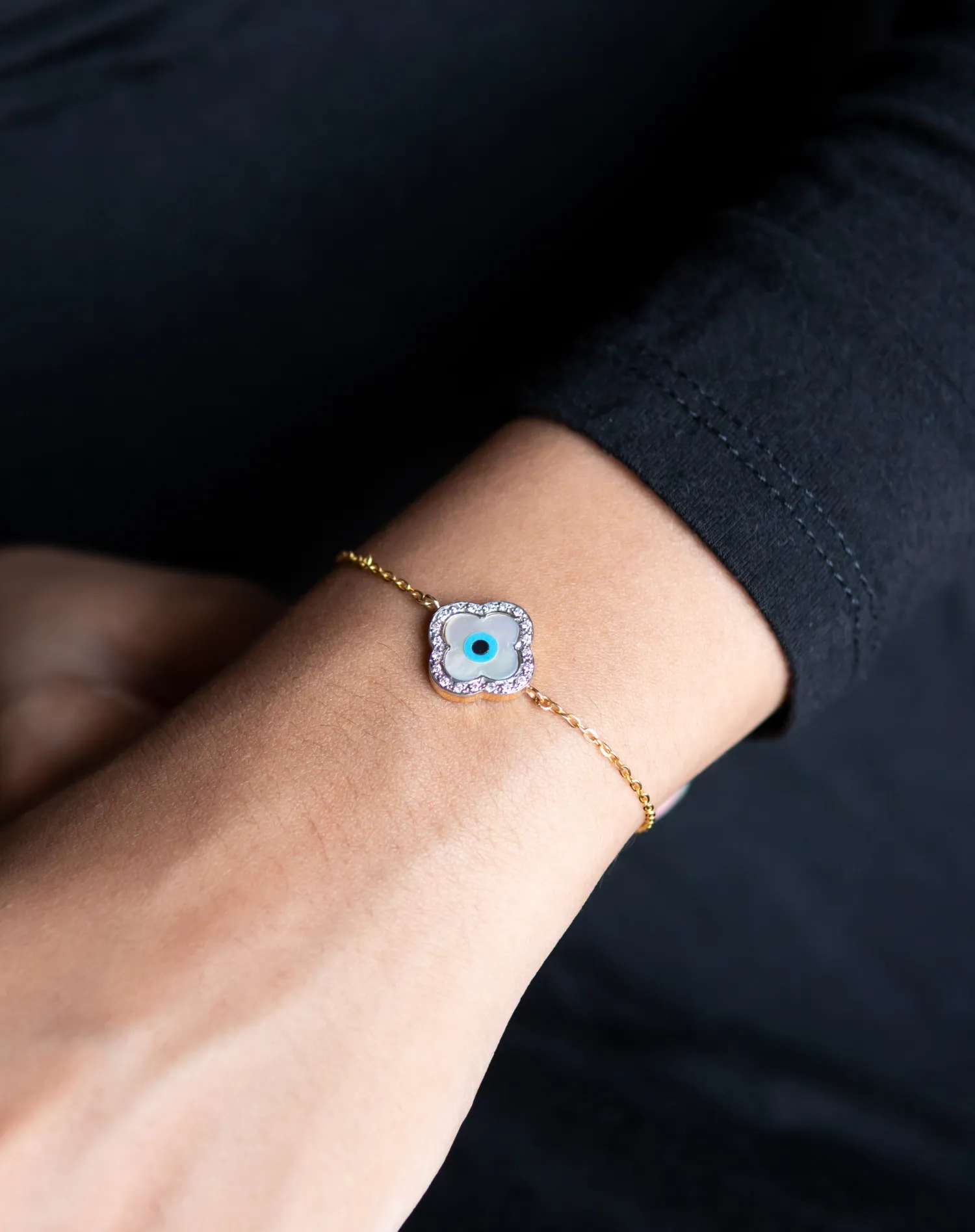 Clover Evil Eye Diamond Bracelet