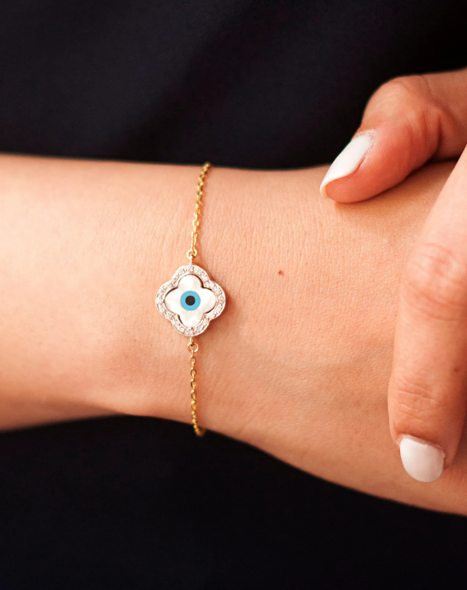 Clover Evil Eye Diamond Bracelet