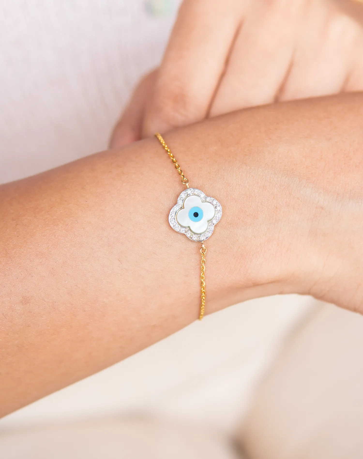 Clover Evil Eye Diamond Bracelet