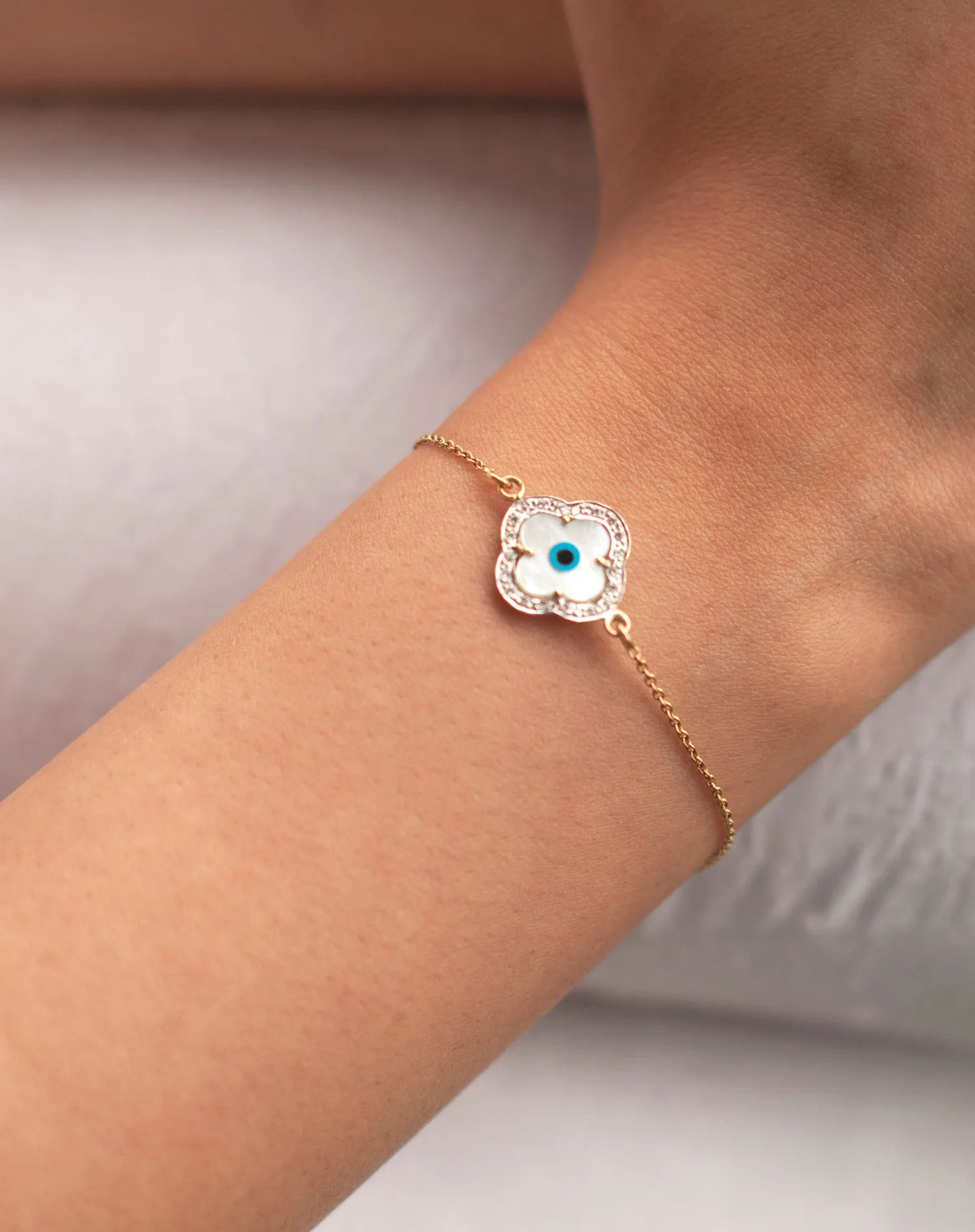 Clover Evil Eye Diamond Bracelet