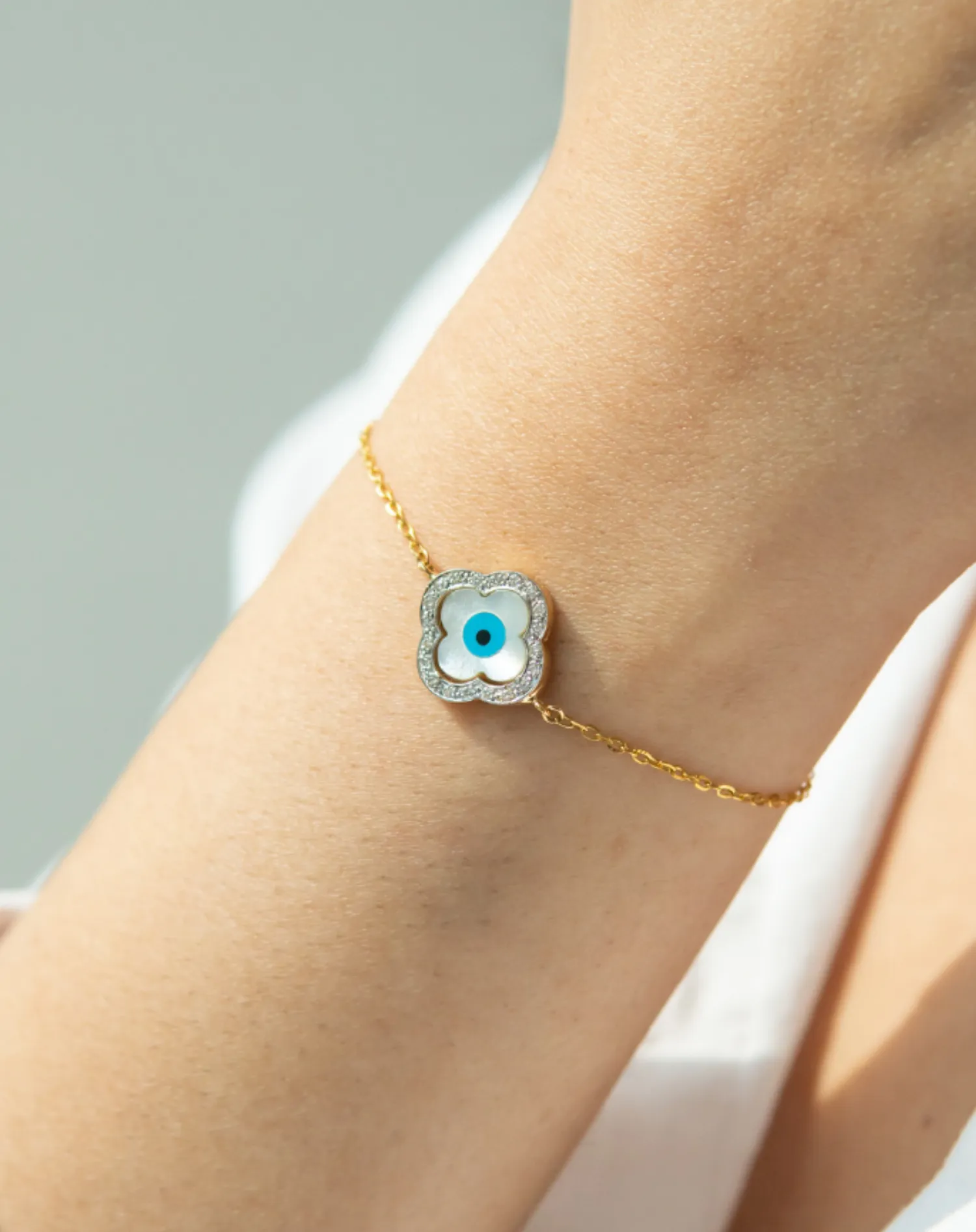 Clover Evil Eye Diamond Bracelet