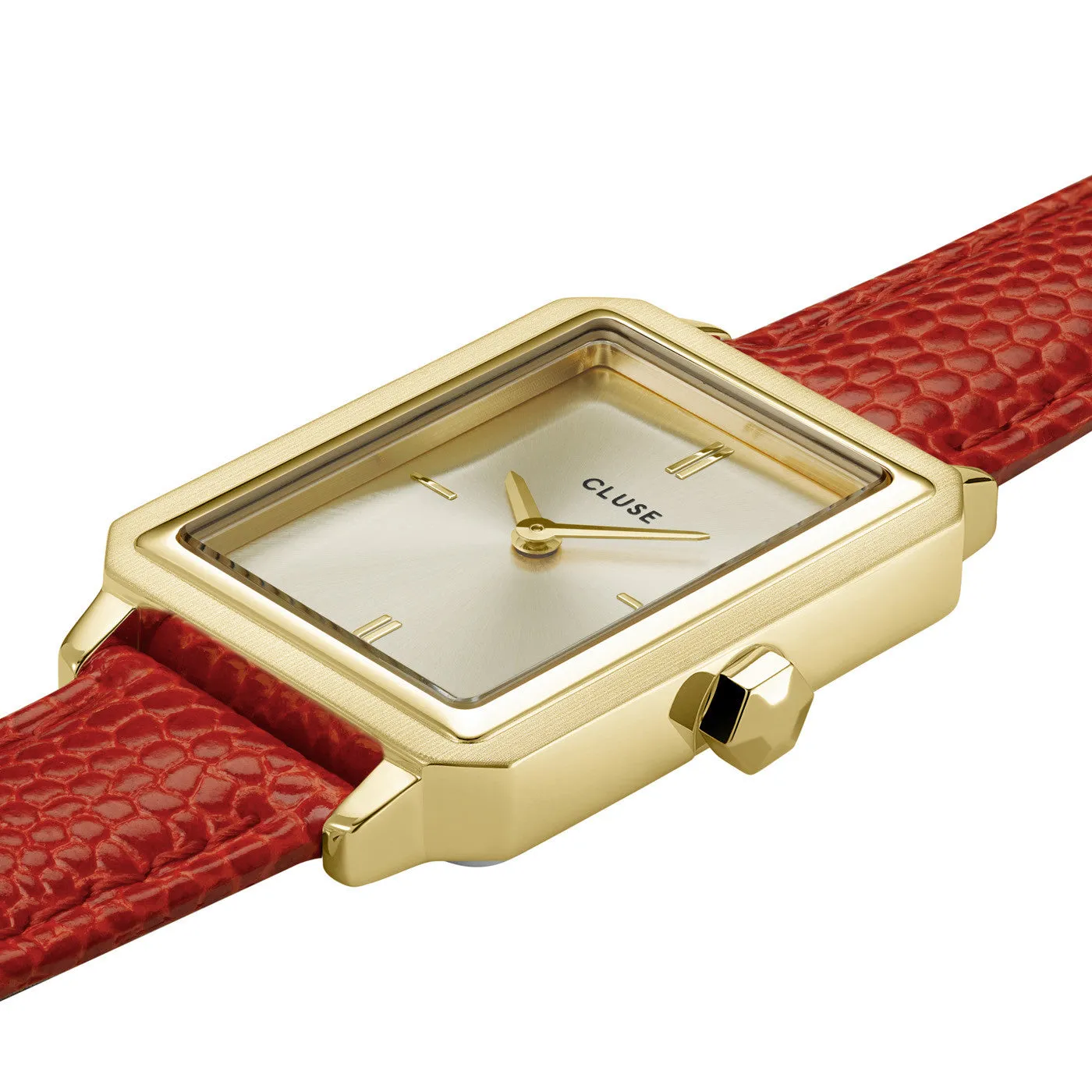 Cluse Fluette Gold /Coral Lizard Leather CW11505