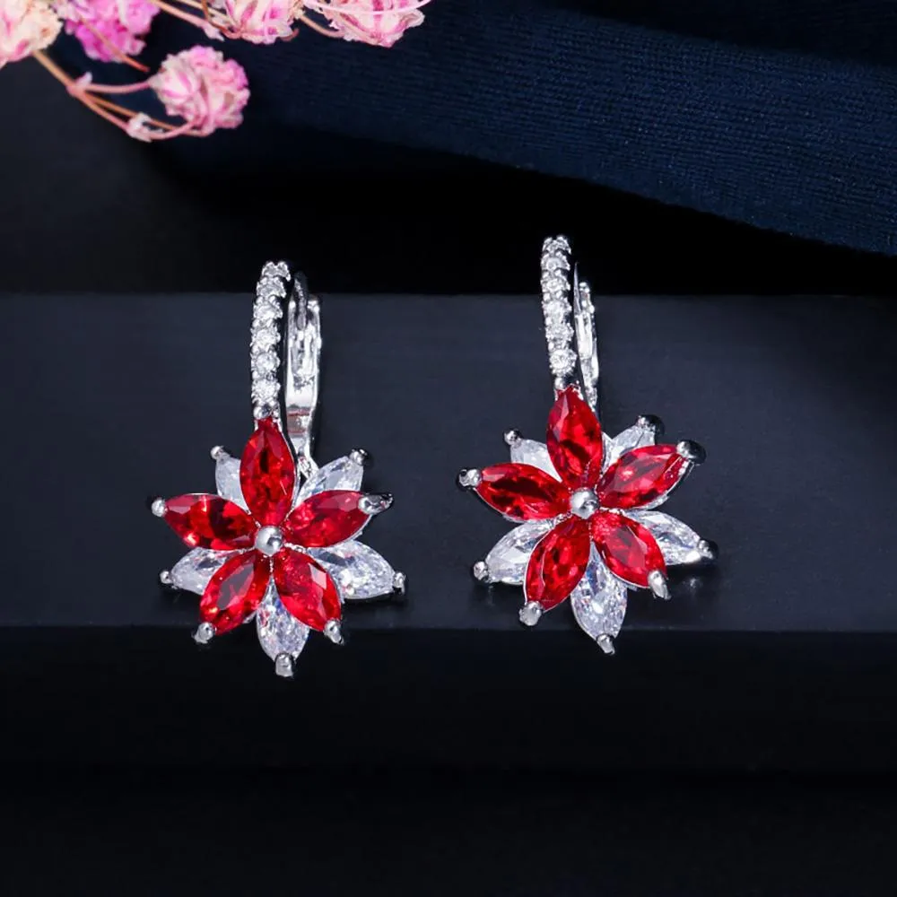 Colorful Zircon Stone Flower Stud Earrings