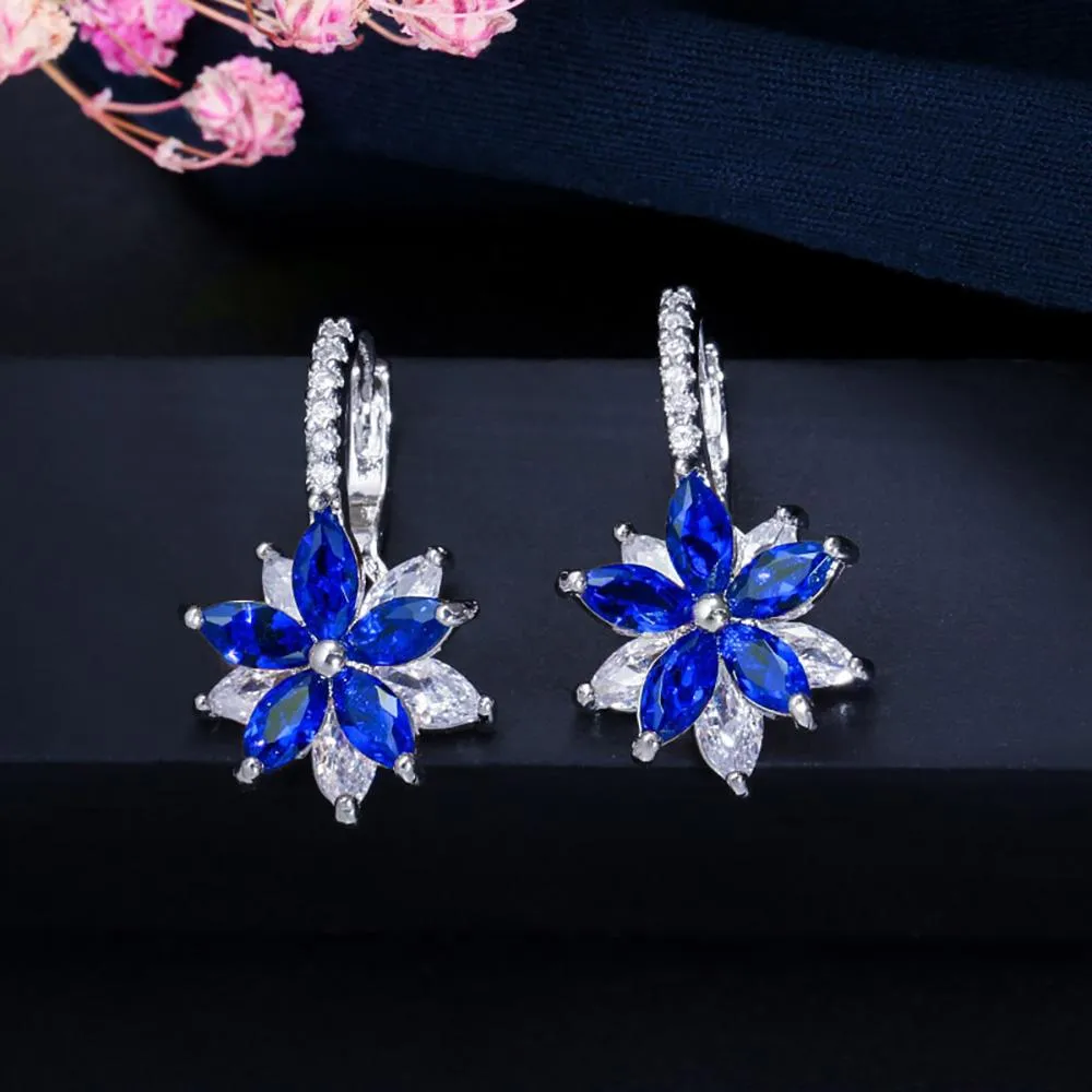 Colorful Zircon Stone Flower Stud Earrings