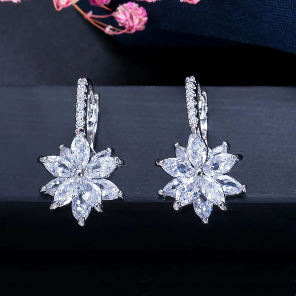 Colorful Zircon Stone Flower Stud Earrings