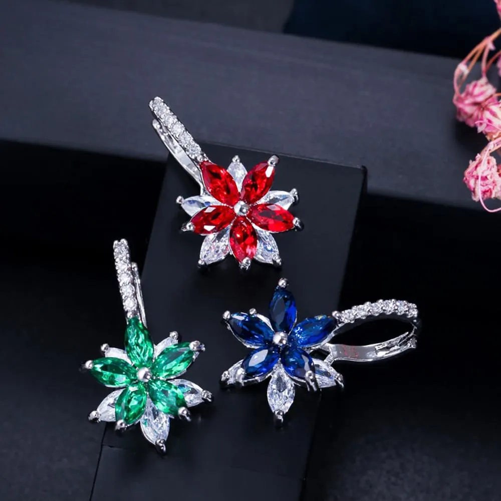 Colorful Zircon Stone Flower Stud Earrings