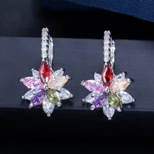 Colorful Zircon Stone Flower Stud Earrings