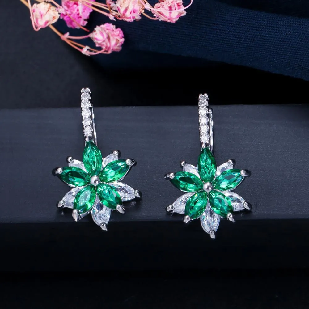 Colorful Zircon Stone Flower Stud Earrings