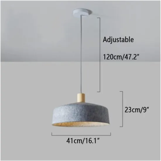 Cruutona Wide Felt Wooden Dome Pendant Lamp