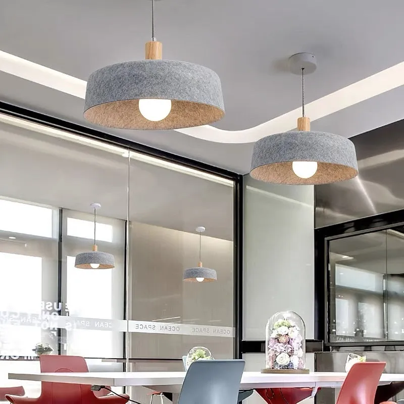 Cruutona Wide Felt Wooden Dome Pendant Lamp