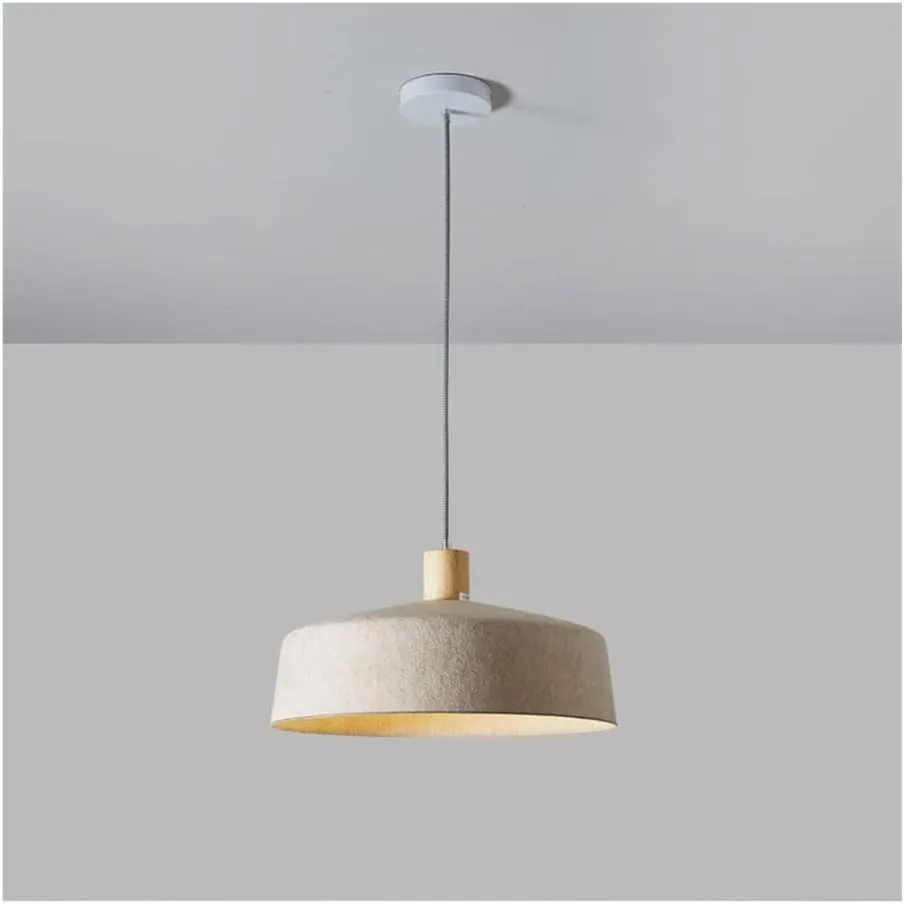 Cruutona Wide Felt Wooden Dome Pendant Lamp