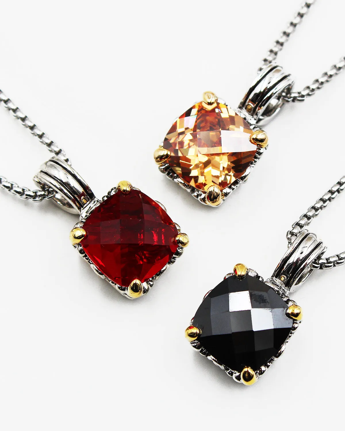 Cushion Cut CZ Pendant Necklace