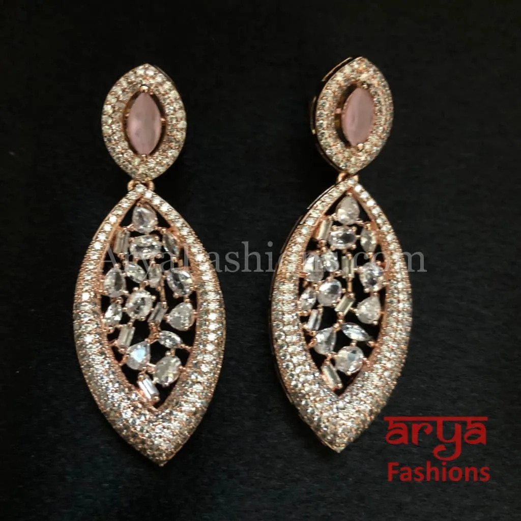 CZ Rose Gold Earrings/ Cubic Zirconia Earrings