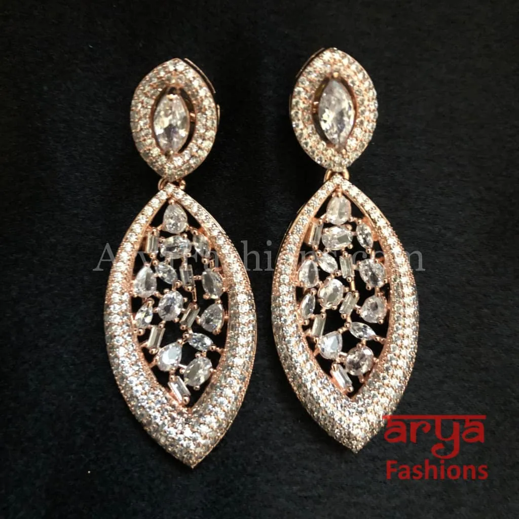 CZ Rose Gold Earrings/ Cubic Zirconia Earrings