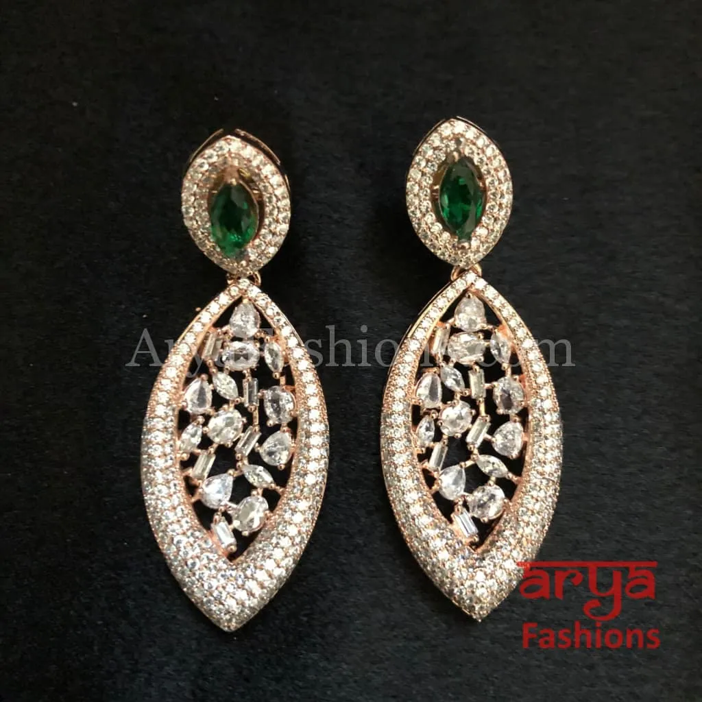 CZ Rose Gold Earrings/ Cubic Zirconia Earrings