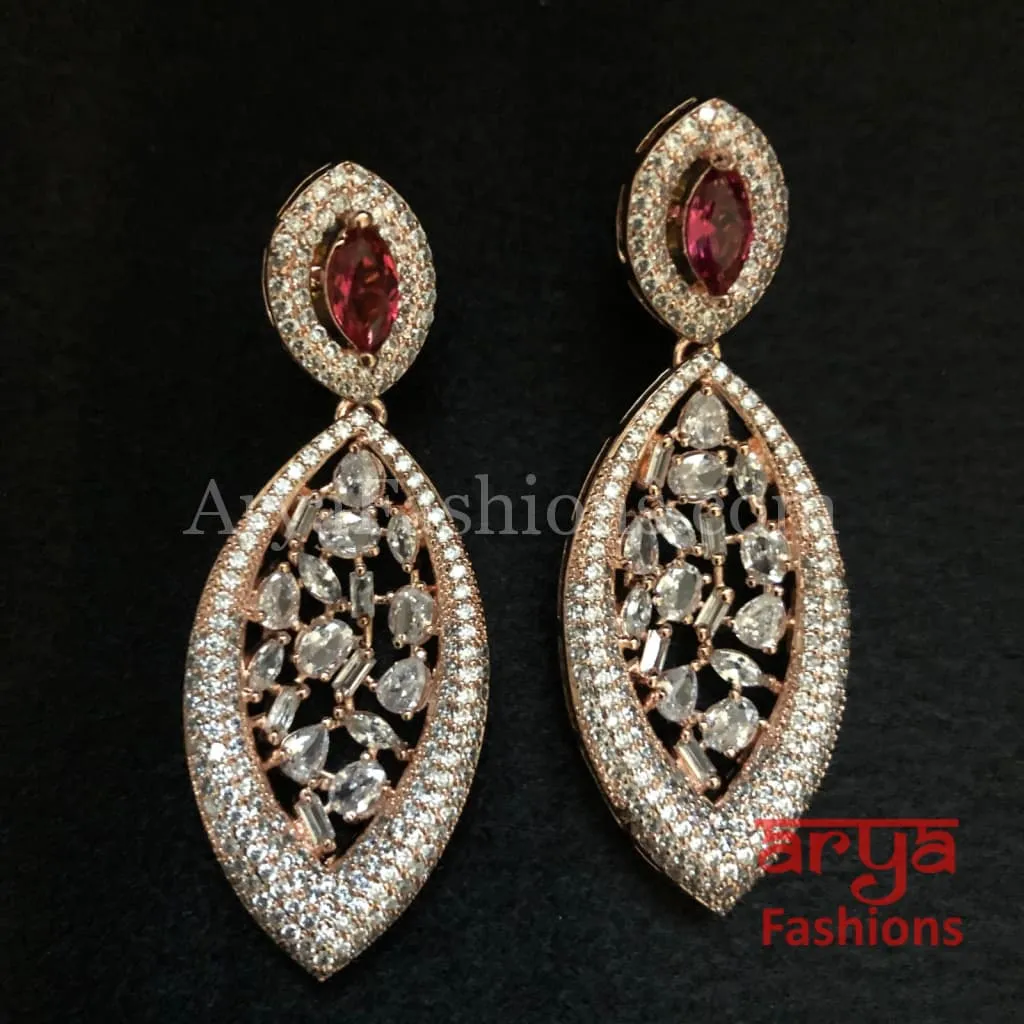 CZ Rose Gold Earrings/ Cubic Zirconia Earrings