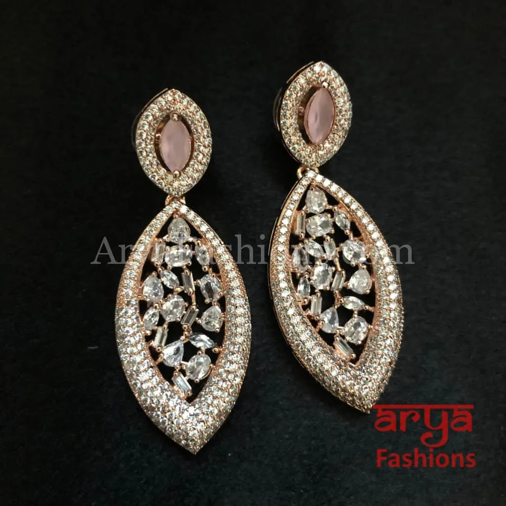 CZ Rose Gold Earrings/ Cubic Zirconia Earrings