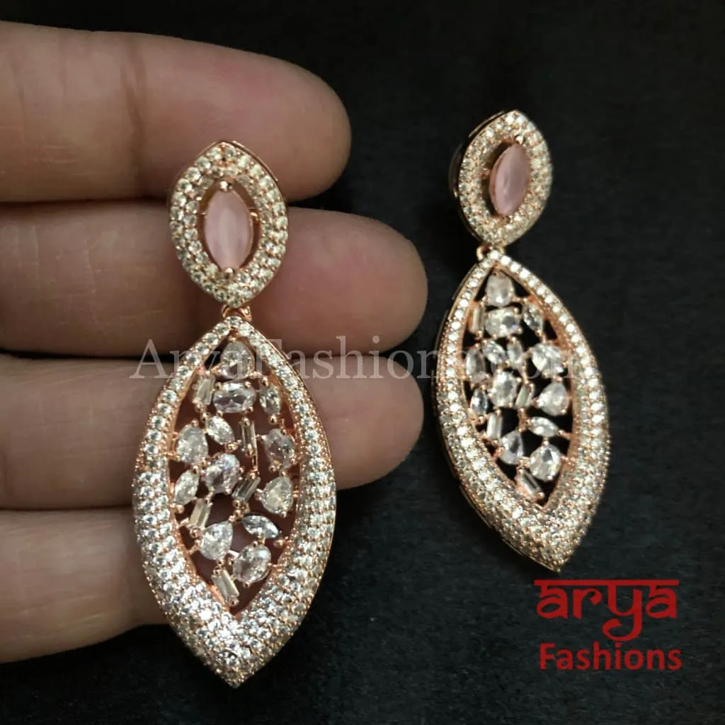 CZ Rose Gold Earrings/ Cubic Zirconia Earrings