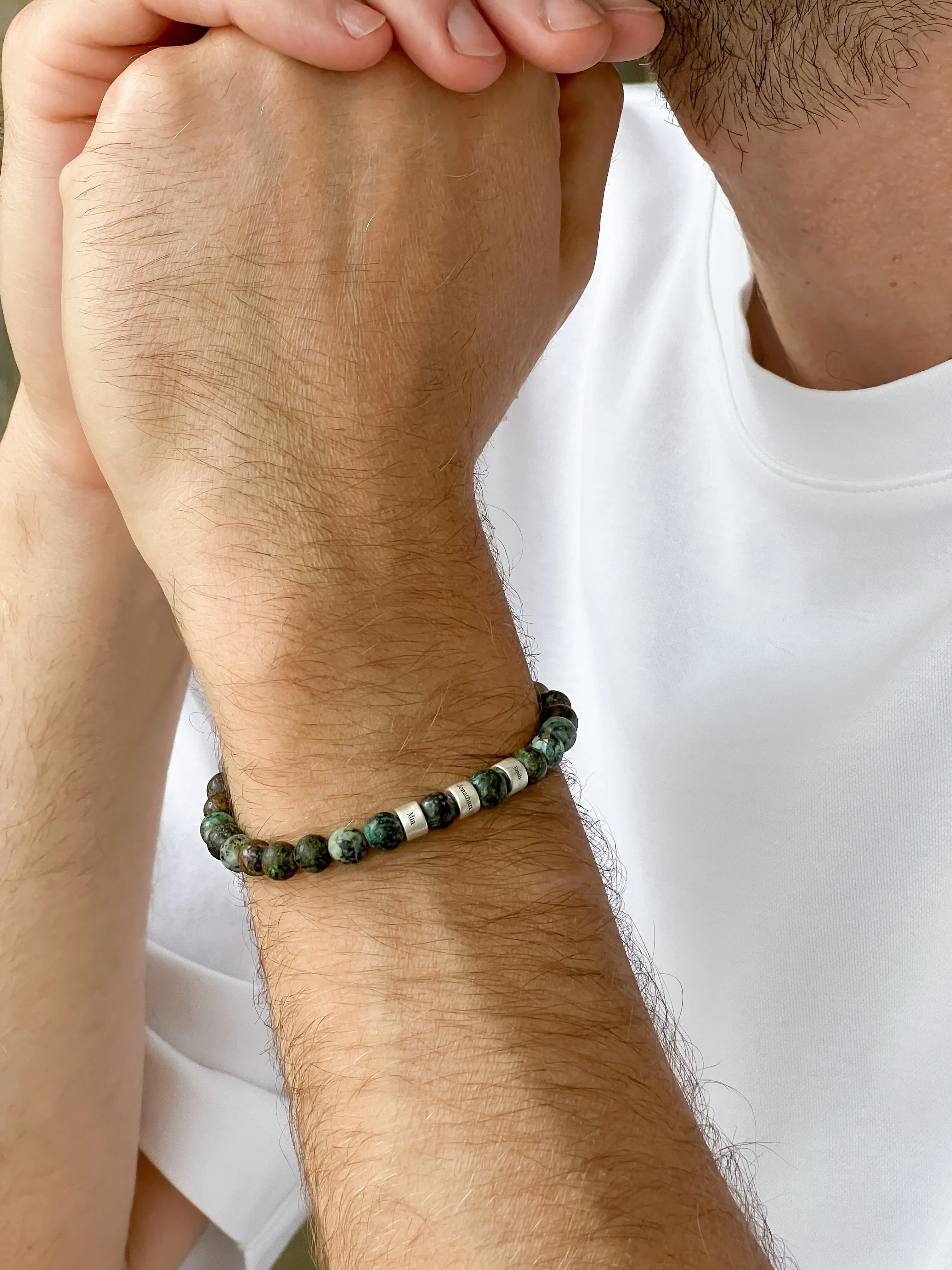 Dad's Legacy Beads Bracelet w/ Turquoise Stones - 925 Sterling Silver