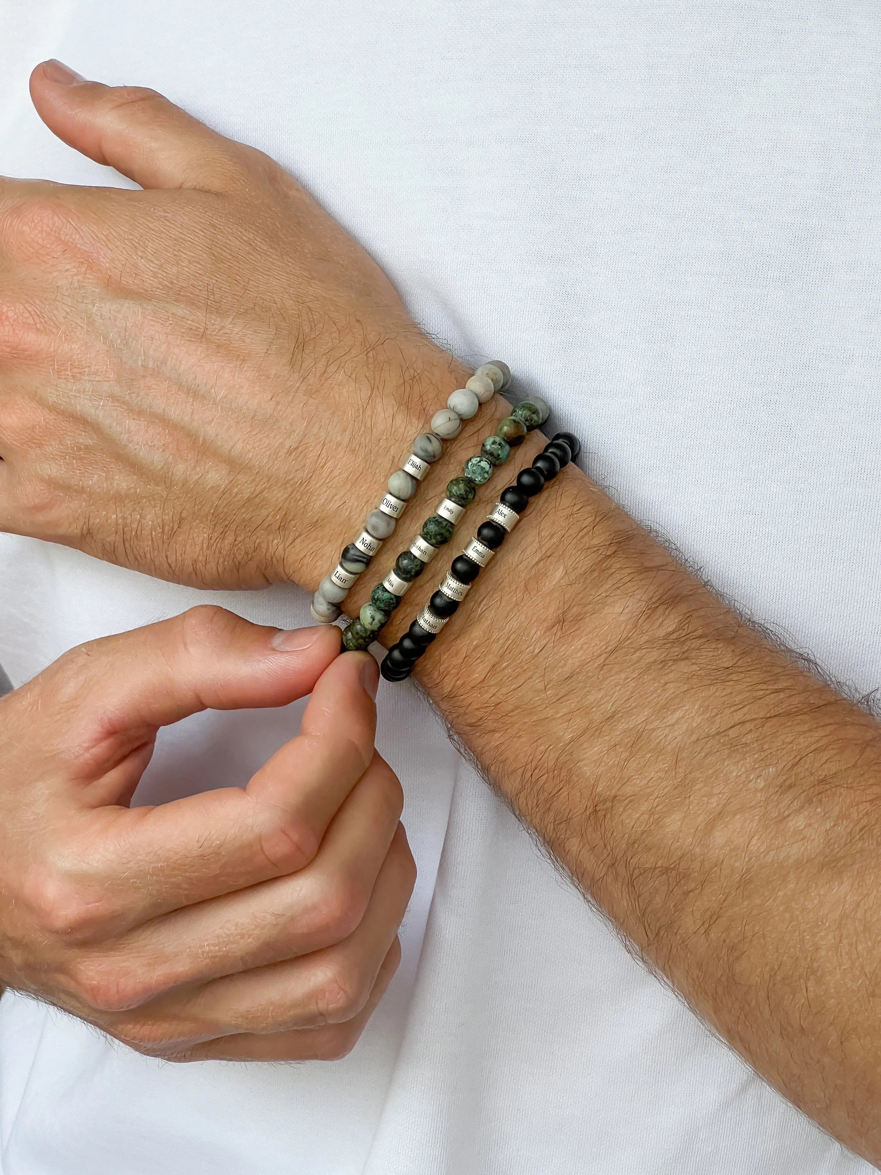 Dad's Legacy Beads Bracelet w/ Turquoise Stones - 925 Sterling Silver