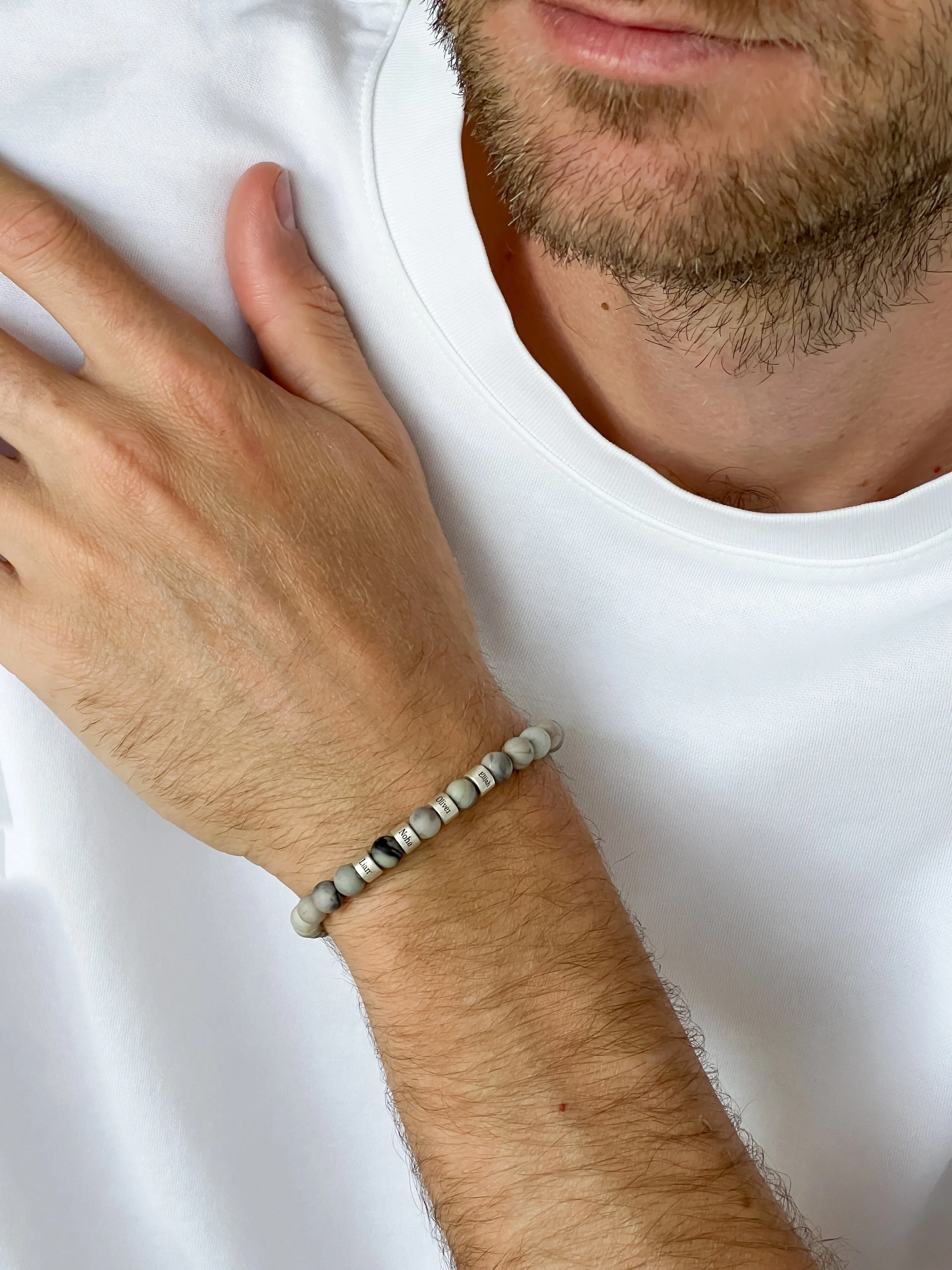 Dad's Legacy Beads Bracelet w/ Turquoise Stones - 925 Sterling Silver