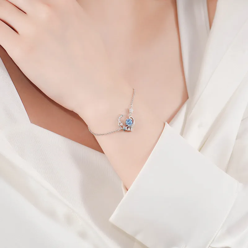 Design Midsummer Night Star Bracelet for women s925 sterling silver star love sea blue zircon bracelet