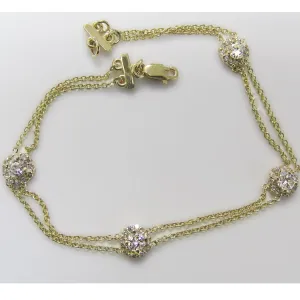 Diamond Halo Double Chain Bracelet