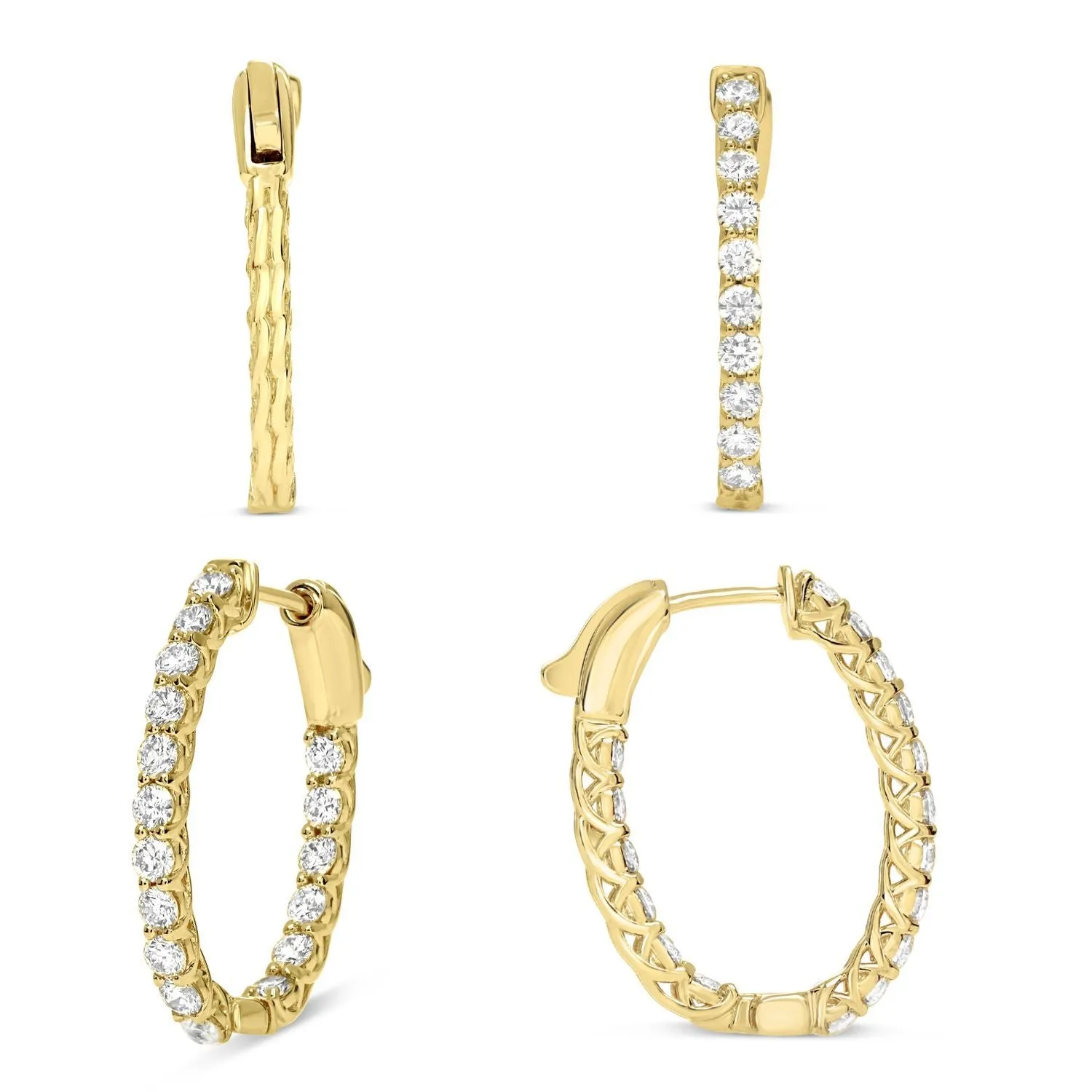 Diamond Oblong Inside Out Hoop Earrings